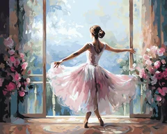 رنگ آمیزی با اعداد دختر بالرین روی بوم