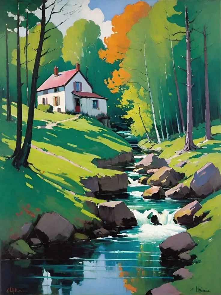 رودخانه و خانه جنگلی