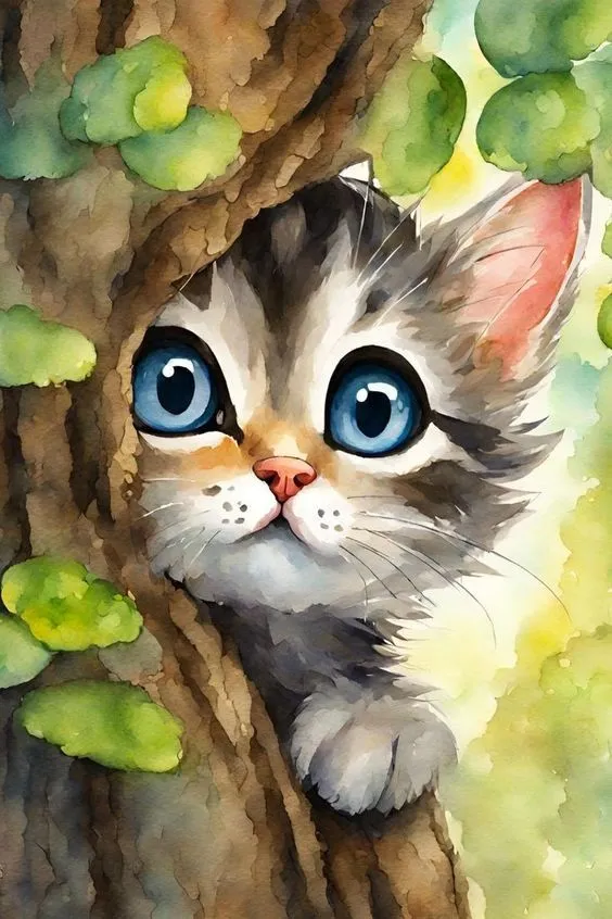 کیت نقاشی گربه چشم آبی