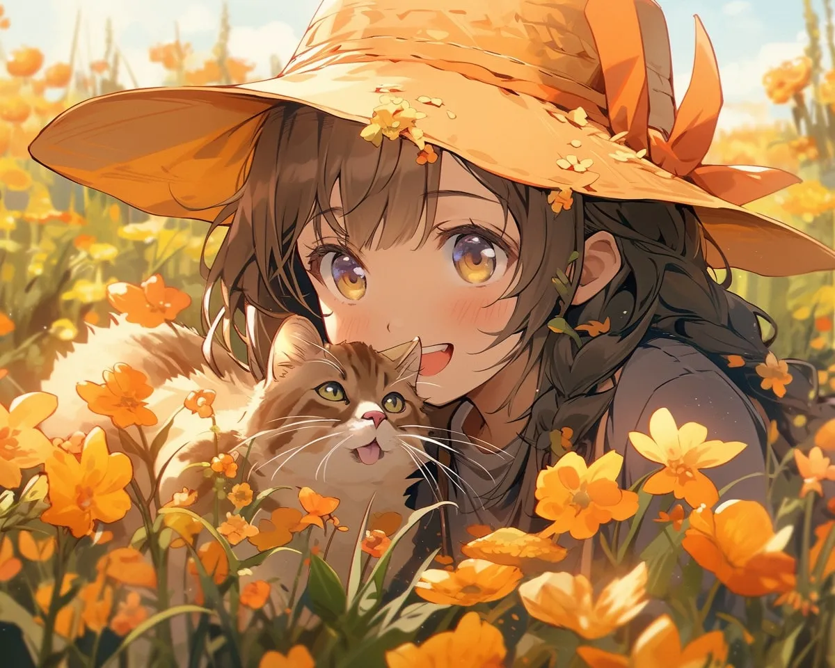 کیت نقاشی انیمه دختر و گربه