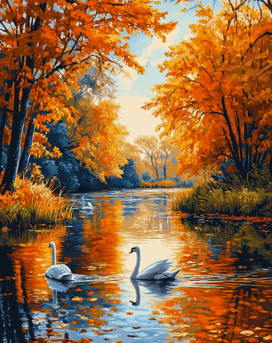 کیت نقاشی قو در برکه سرخ