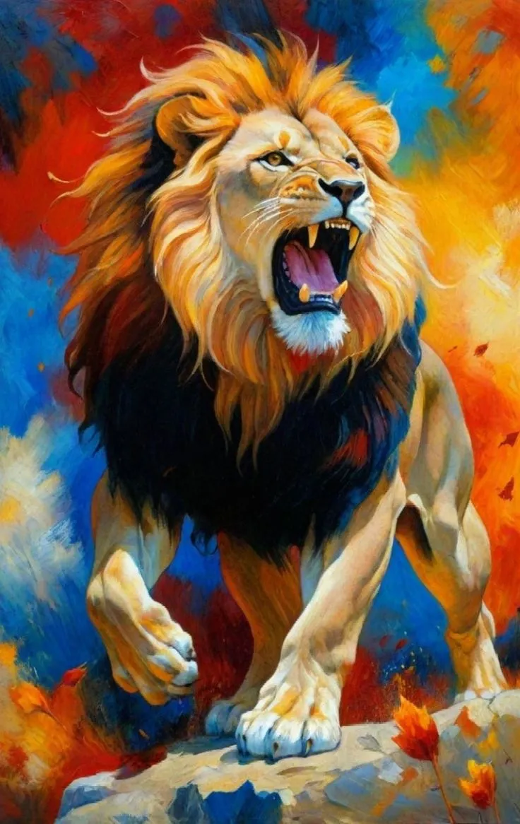 کیت نقاشی شیر غرنده