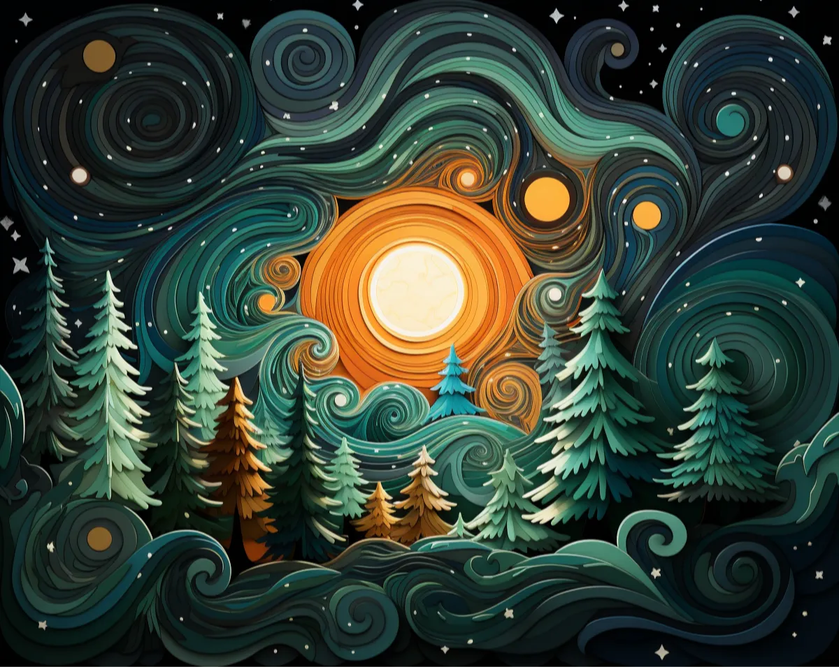 کیت نقاشی آسمان شب جنگل