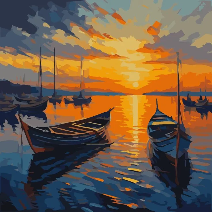 کیت نقاشی غروب بندر