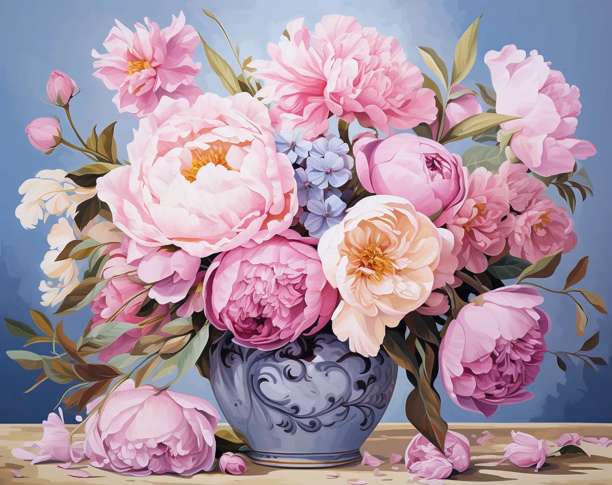 کیت نقاشی شکوفه‌های صورتی