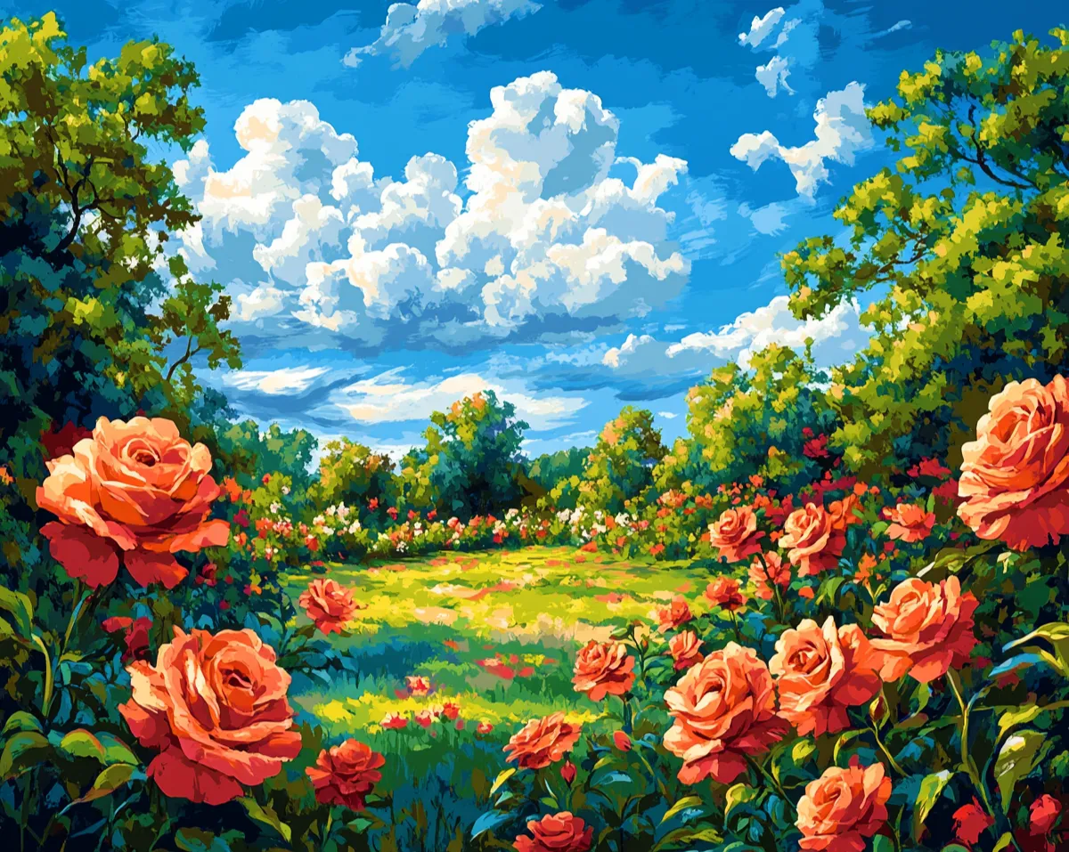 کیت نقاشی باغ گل رز نارنجی