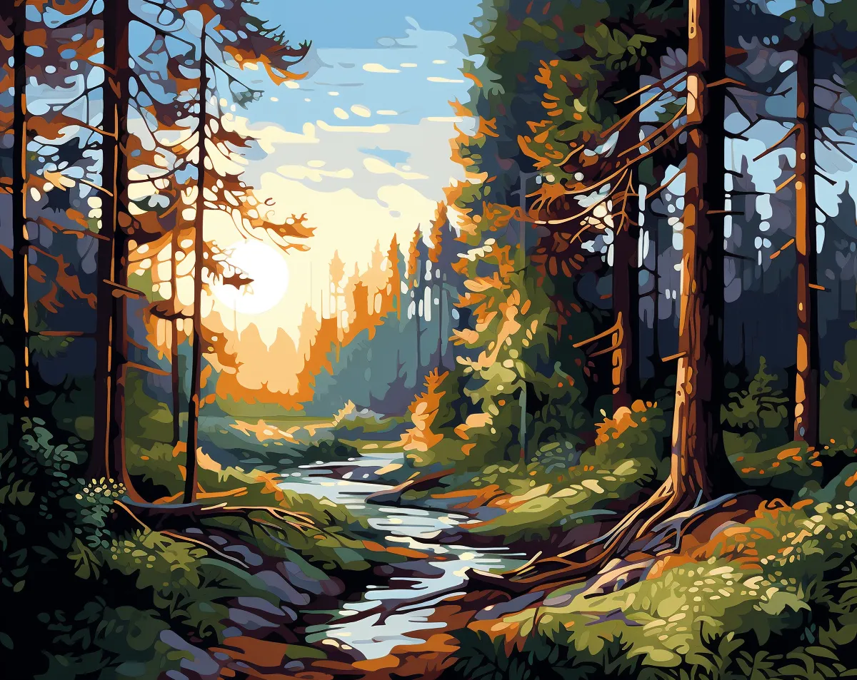 کیت نقاشی طلوع جنگل