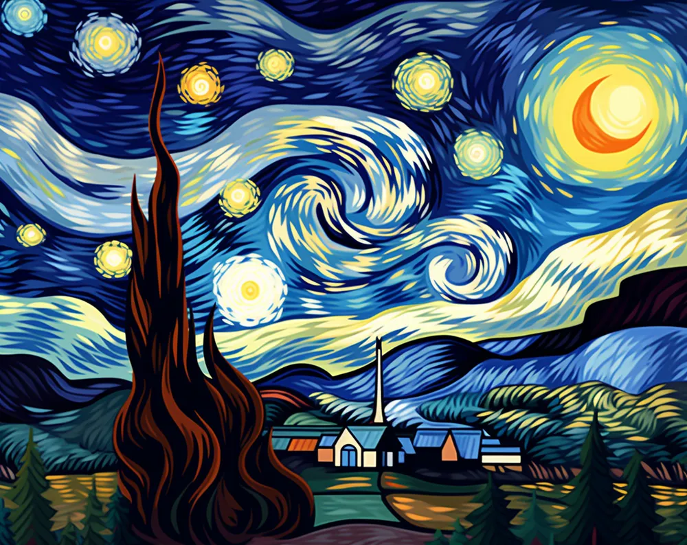 کیت نقاشی شب پر ستاره