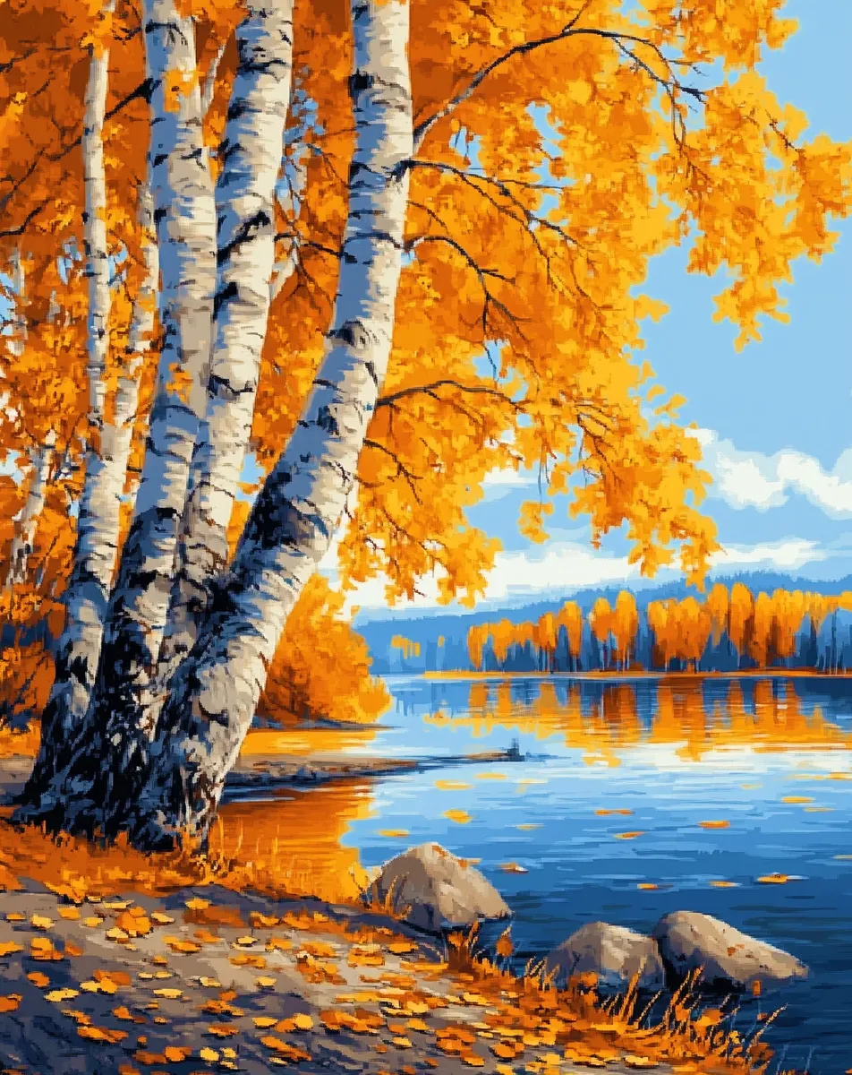 کیت نقاشی انعکاس درخت توس