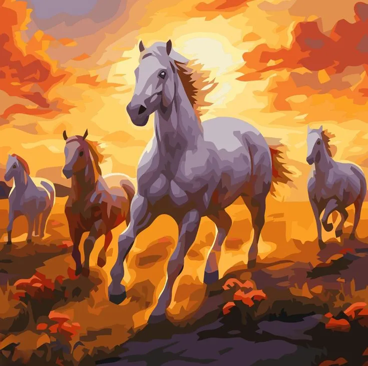 کیت نقاشی تیز‌‌پای آسمان طلایی