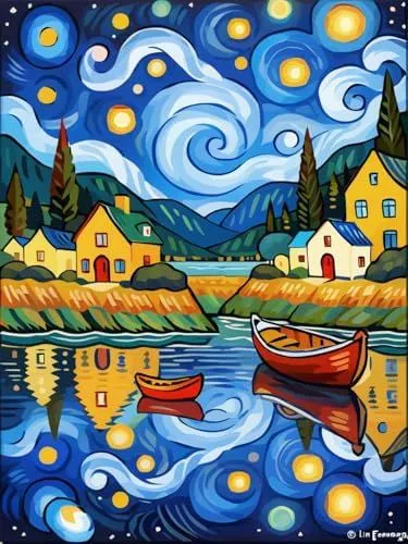 کیت نقاشی دهکده شب های پرستاره