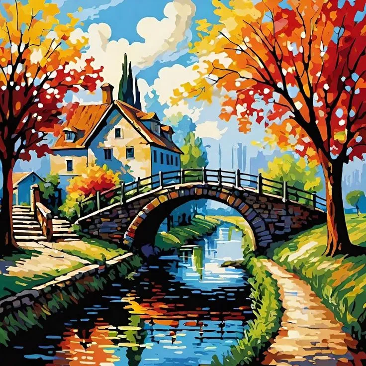 کیت نقاشی پاییز پل سنگی