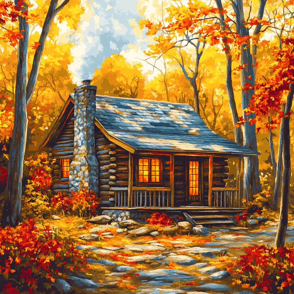 کیت نقاشی کلبه پاییزی