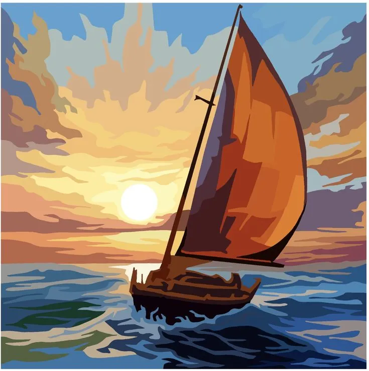 بوم نقاشی با اعداد بادبان غروب