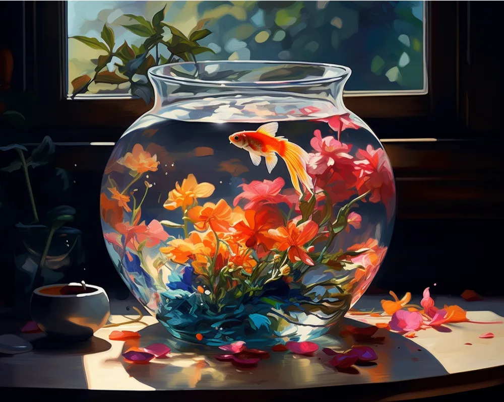 بوم نقاشی با اعداد تنگ ماهی