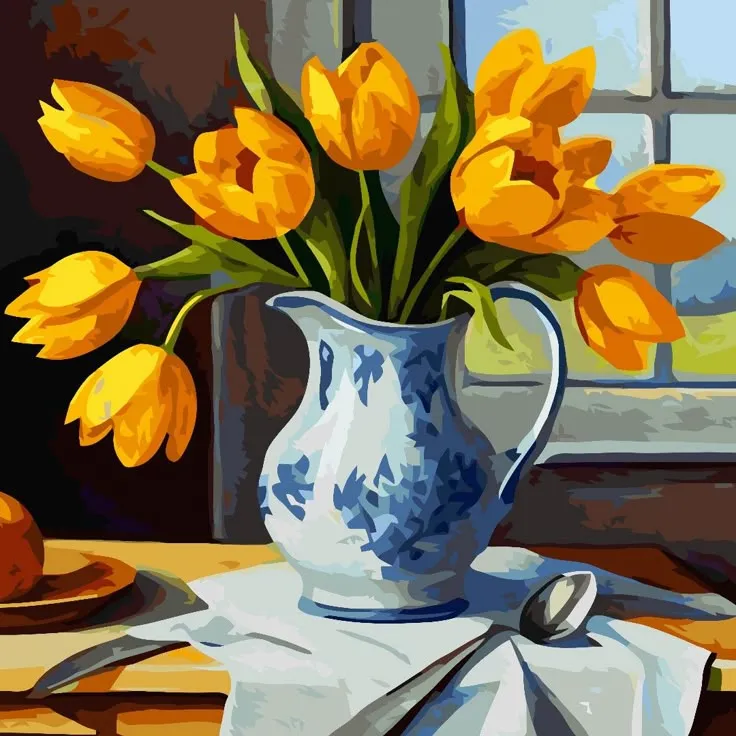 جدید ترین کیت رنگ آمیزی با اعداد درباره لاله‌های طلایی