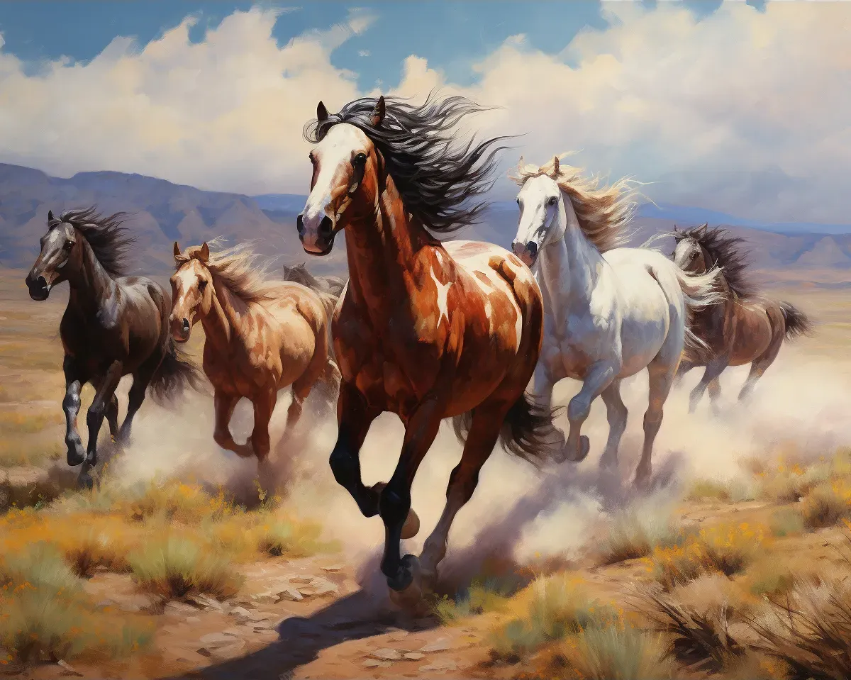 بوم نقاشی با اعداد تاخت اسب های آزاد