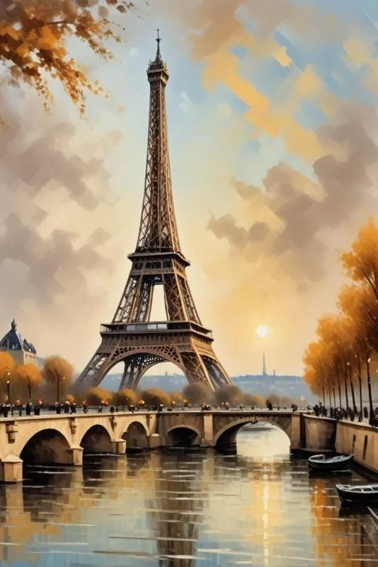 بوم نقاشی با اعداد پاریس و برج ایفل