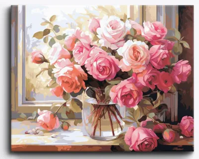 کیت نقاشی گلدان گل رز