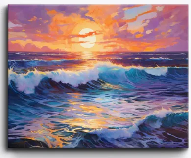 کیت نقاشی غروب دریای مواج